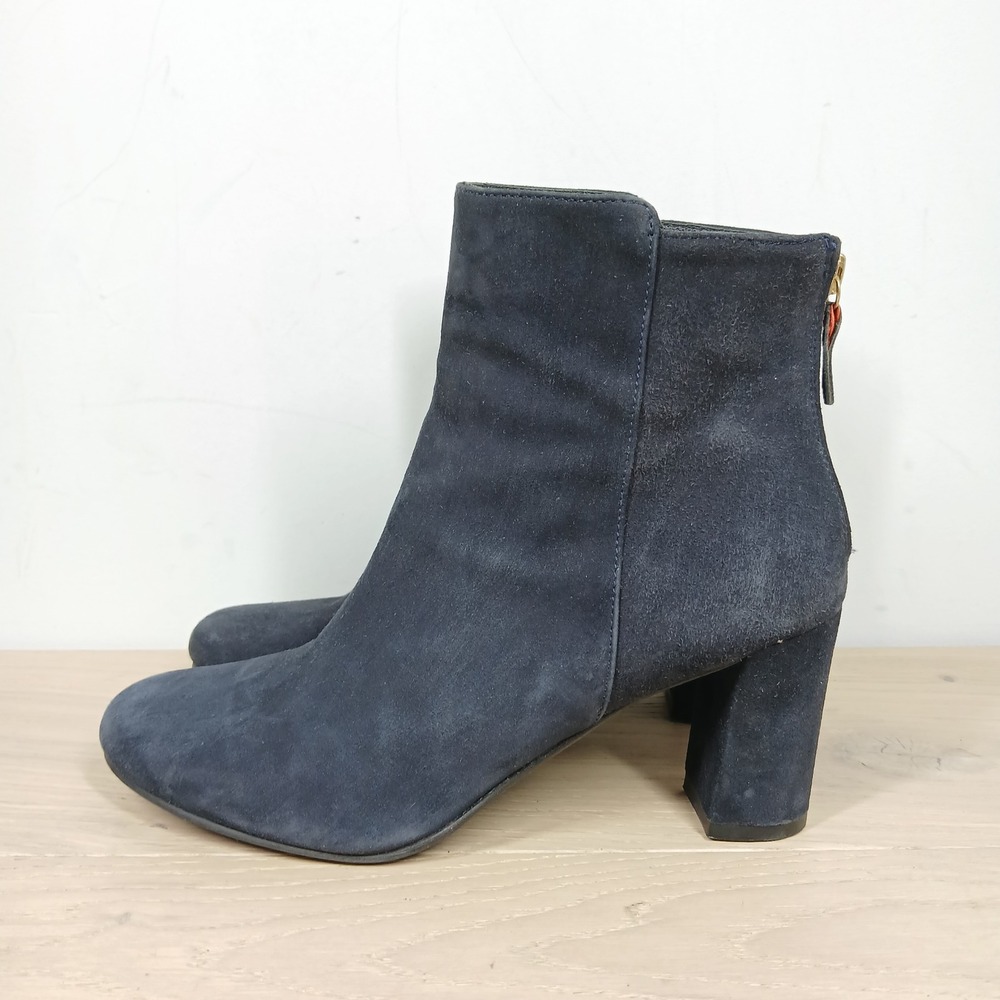 Boden Ankle Boots Womens 9.5 Black Leather Back Zip Block Heel Winter Booties